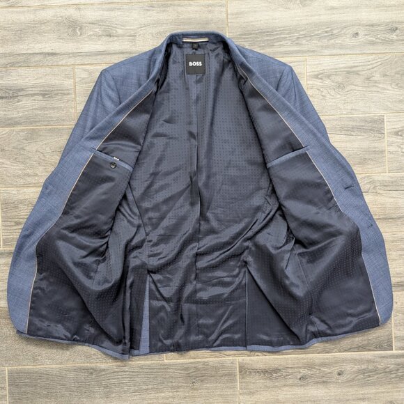 Hugo Boss Slim Fit Suit Men's Jacket Size 44L Pants 34x32 Blue Wool Blend - Picture 3 of 16